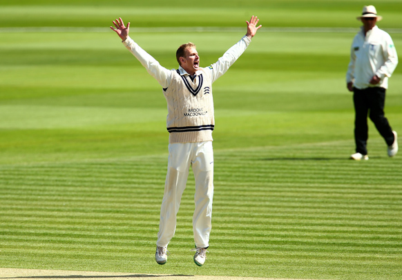 Voges celebrates a wicket for Middlesex. Photo: Getty