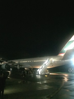 Passengers on Cathay Pacific flight CX270 de-plane in Minsk after a suspected fuel leakage.