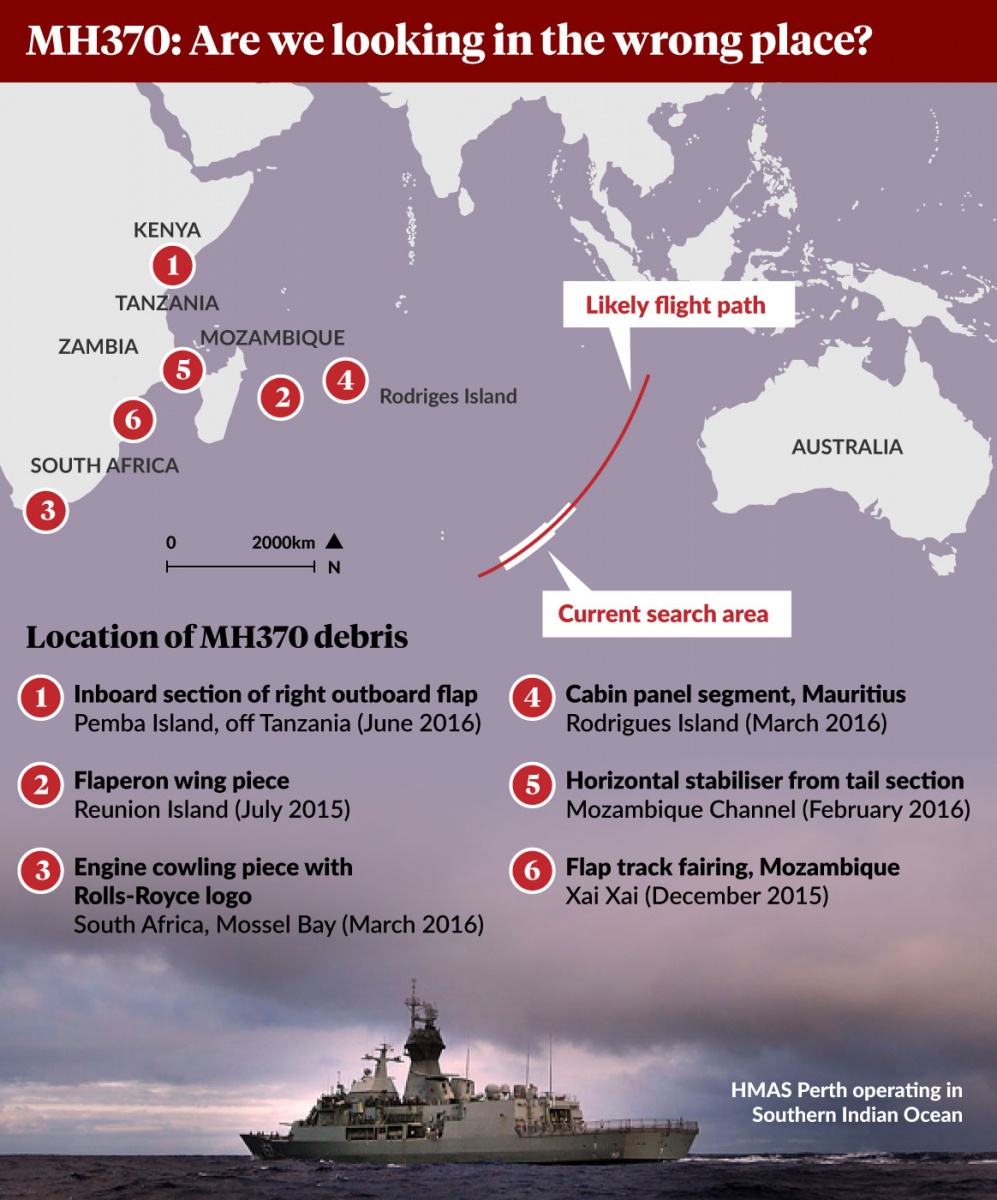 mh370 debris map