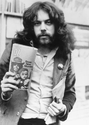 Oz co-editor and producer Felix Dennis with a copy of the magazine. Photo: Getty.