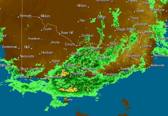 Radar image at 7am Victorian time. Source: Weatherzone.com.au