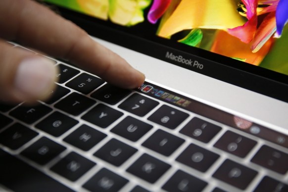The new Touch Bar is located just above the traditional keyboard. Photo: AAP.