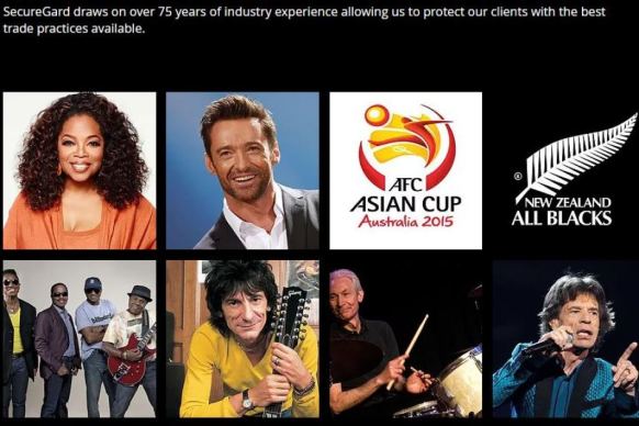 SecureGard celebrity clients