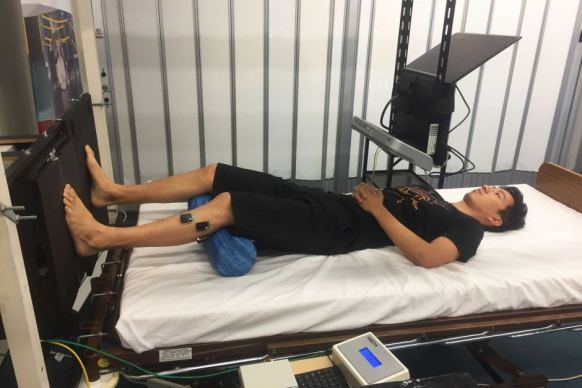 Participant taking part in UC's proprioception study