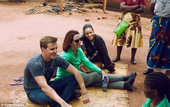 Hugh Evans, Julia Gillard and Rihanna are pictured in Malawi