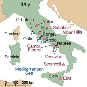 Ancient Roman concrete drill sites