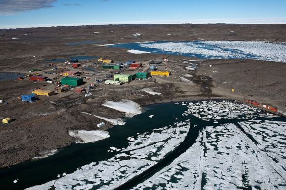 Aerial view of Davis research station, Antarctica