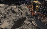 The remains after a building collapse in Mumbai