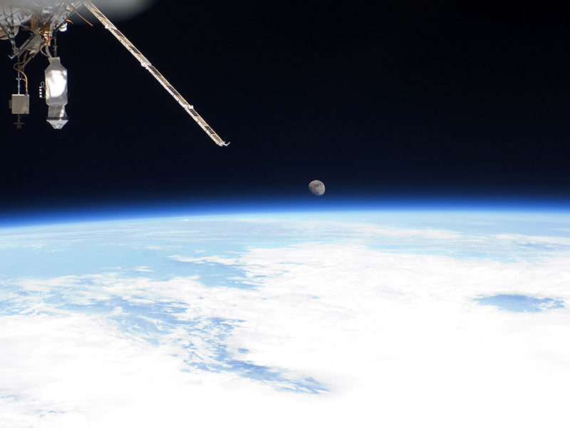 Getty. IN SPACE - JULY 12: In this handout image provided by the National Aeronautics and Space Administration (NASA), Earth's horizon and the moon can be seen from the International Space Station July 12, 2011 in space.