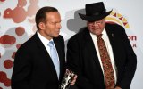 Professor Mick Dodson (R) with Tony Abbott at the Indigenous Governance Awards.