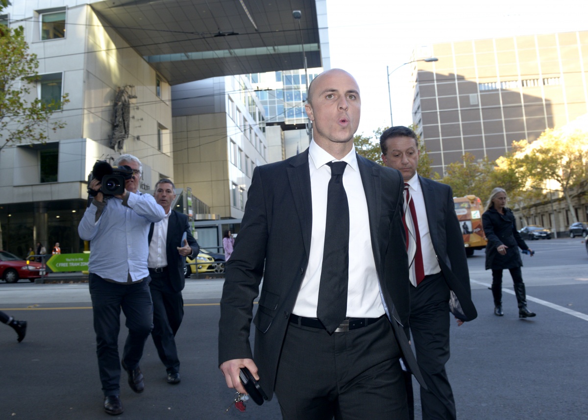 Raeffele Napoli leaves after giving evidence.