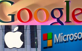 Google, Apple and Microsoft logos
