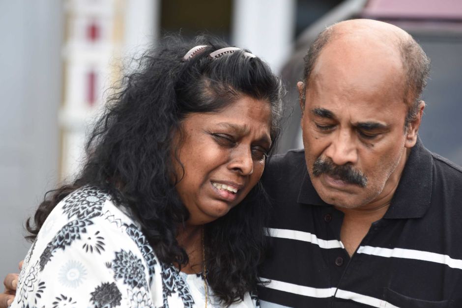 Raji and Sam Sukumaran after saying their last goodbye to their son.