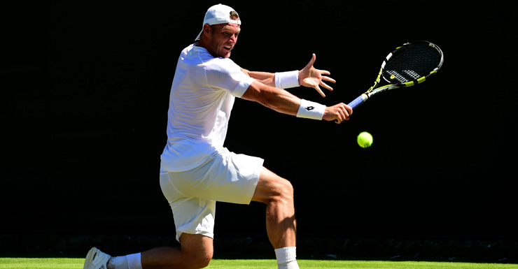 Sam Groth executes a backhand slice. Getty