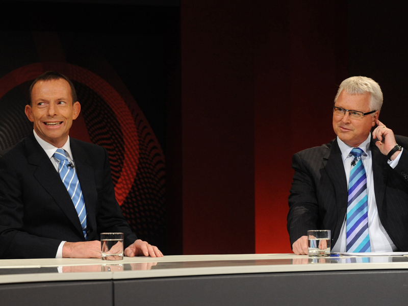 Tony Abbott and Q&A host Tony Jones.
