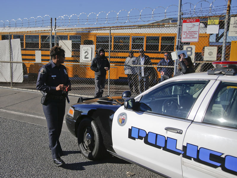 School buses ground to halt at the depot due to the threat.