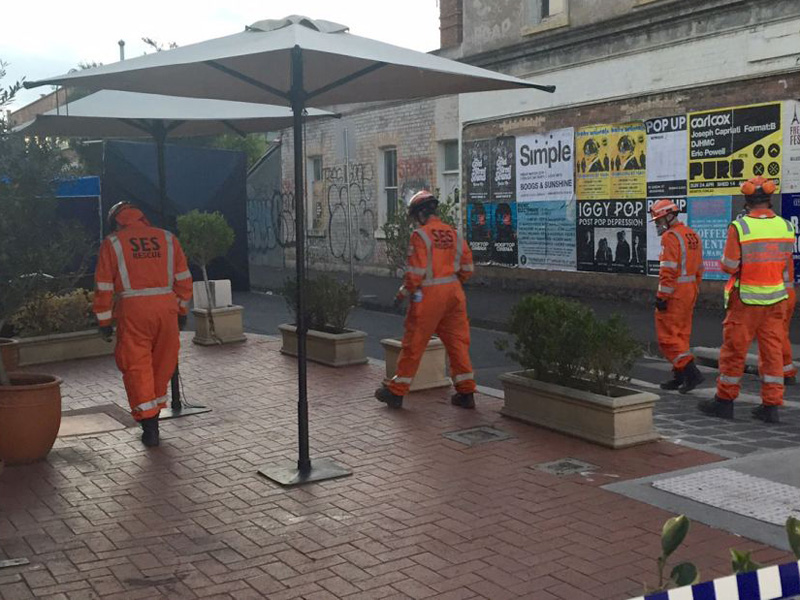 SES personnel on scene at Brunswick East.
