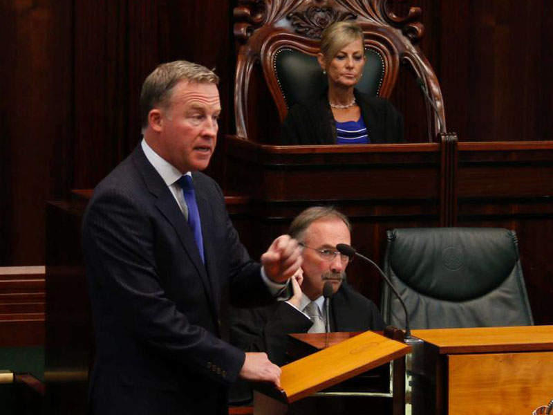 Mr Hodgman's comment was picked up by the audio feed.