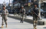 Afghan border police on patrol in Jalalabad.