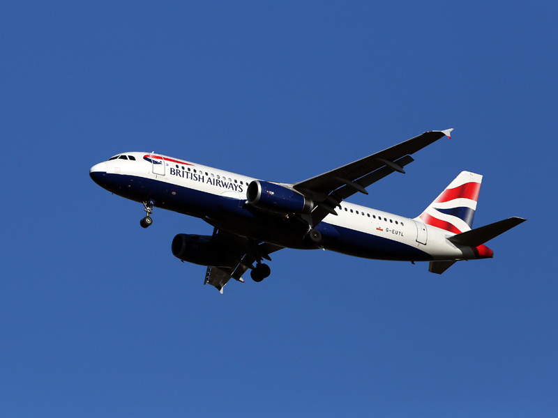 A British Airways Airbus A320 plane similar to the one that was struck.