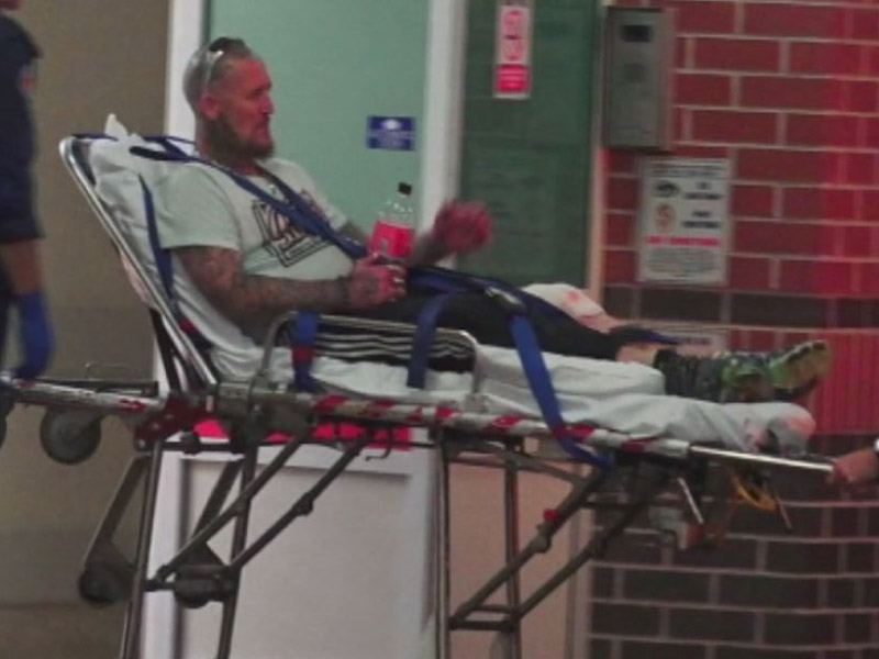 A 44-year-old man was taken to hospital.