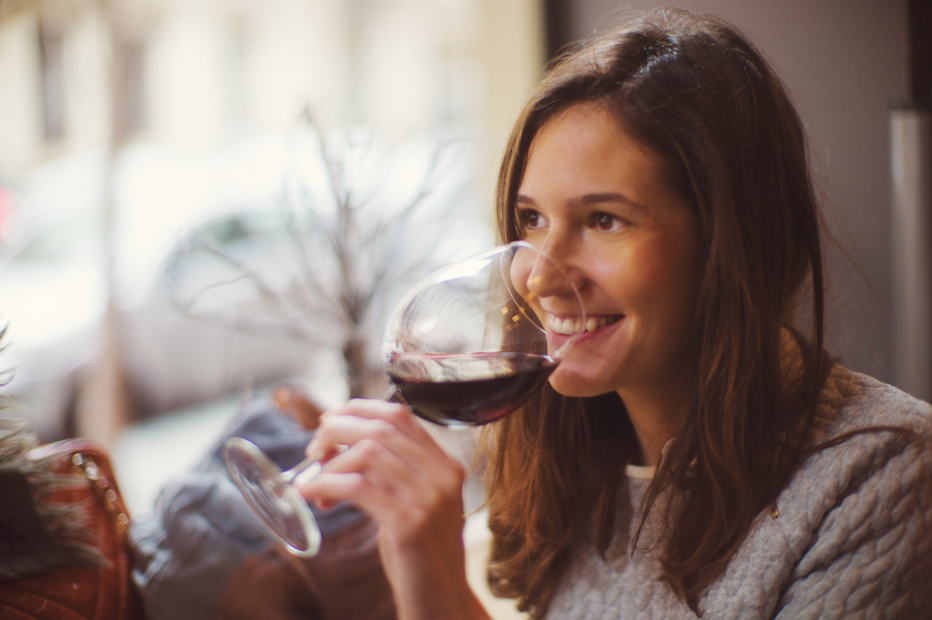 woman drinking red wine