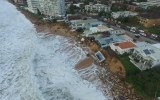 A drone image of a hard-hit sector of Sydney's northern beaches.