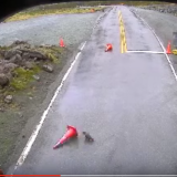 Keas play tricks with traffic cones
