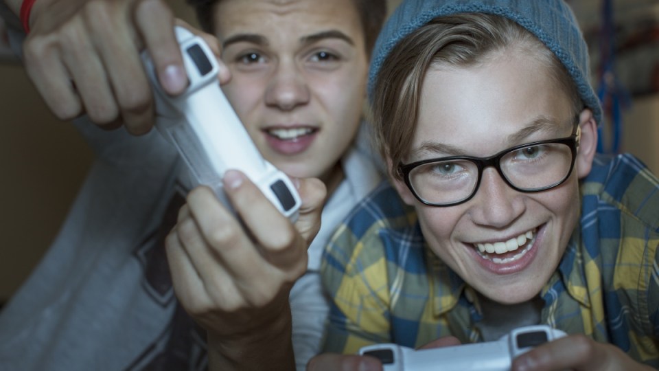 Kids playing video games