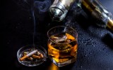 Stock image of cigarettes and alcohol
