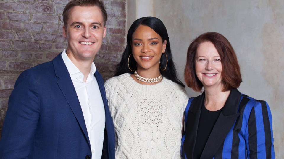 Julia Gillard and Rihanna and Hugh Evans