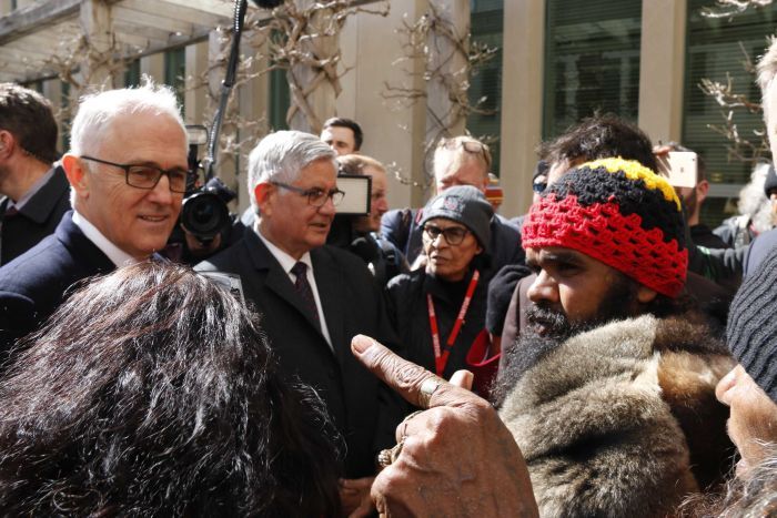 PMs meeting with indigenous man in Canberra turns to chaos