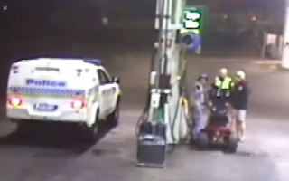 Police speak to a man who rode a lawnmower into a Tasmanian service station