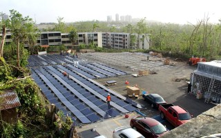 A Tesla manufactured power grid is installed adjacent to the children's hospital in Puerto Rico