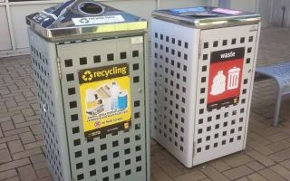 Council recycling and waste bins