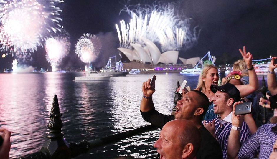 People watch fireworks