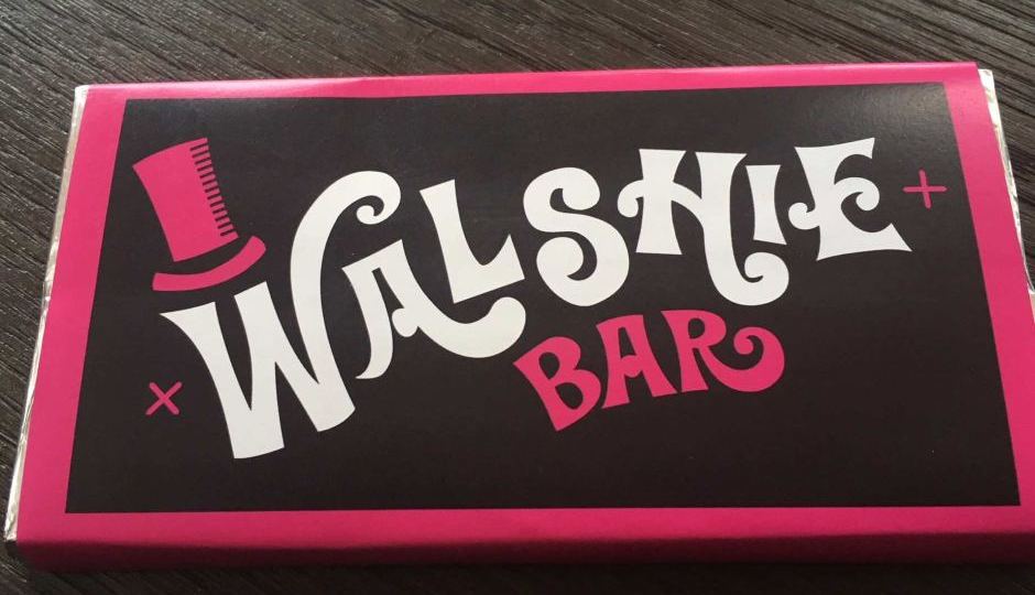 Walshie Bar chocolate invitation front