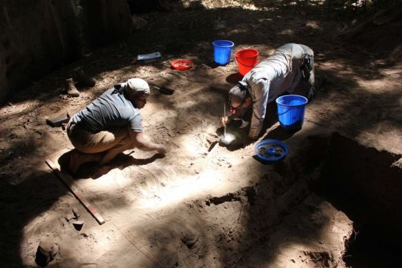 Archaelogists in the Panga ya Saidi cave, Kenya