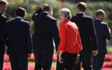 UK prime minister Theresa May with other EU leaders in Salzburg, Austria.