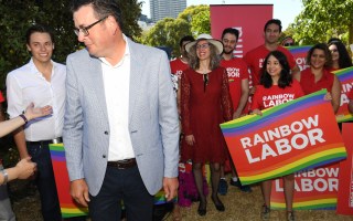 Daniel Andrews announced the plan to ban gay conversion therapy at a pride march.