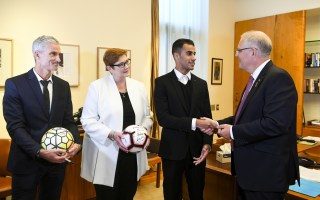 hakeem al-araibi and craig foster in Parliament
