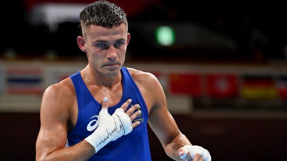Harry Garside of Team Australia celebrates victory