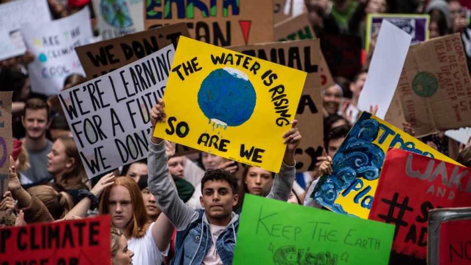 Young people during a Climate Change Awareness March in March. Photo: Getty