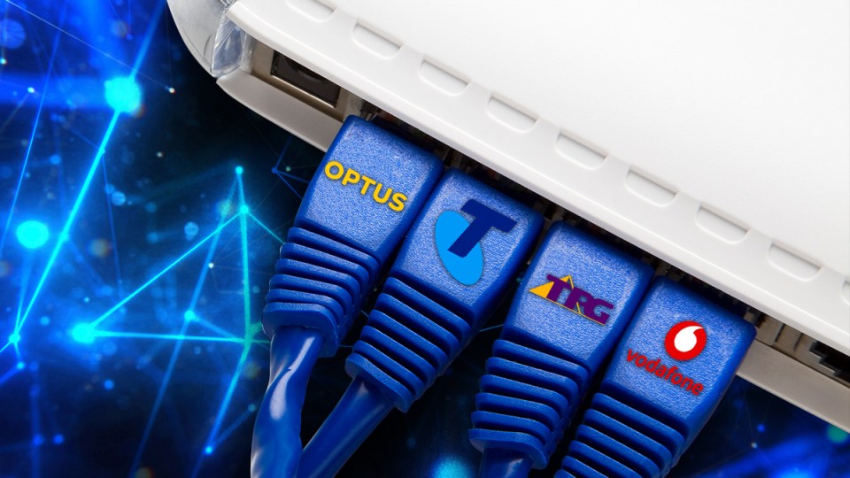 Internet providers plugged into a laptop computer.