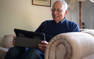 John Broadbent on his iPad.