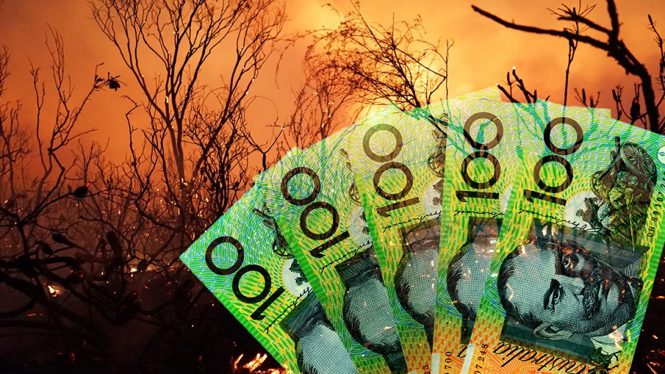 Hundred dollar notes and a bushfire.