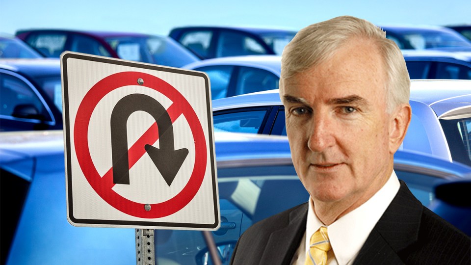 Michael Pascoe in a car yard.