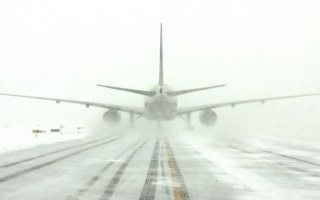 plane slide runway snow