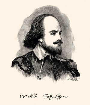 Portrait of William Shakespeare (1564 – 1616) was an English poet, playwright, and actor, widely regarded as the greatest writer in the English language and the world's greatest dramatist.Vintage etching circa late 19th century (1882)