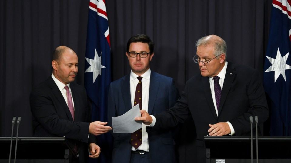 Josh Frydenberg, David Littleproud and Scott Morrison